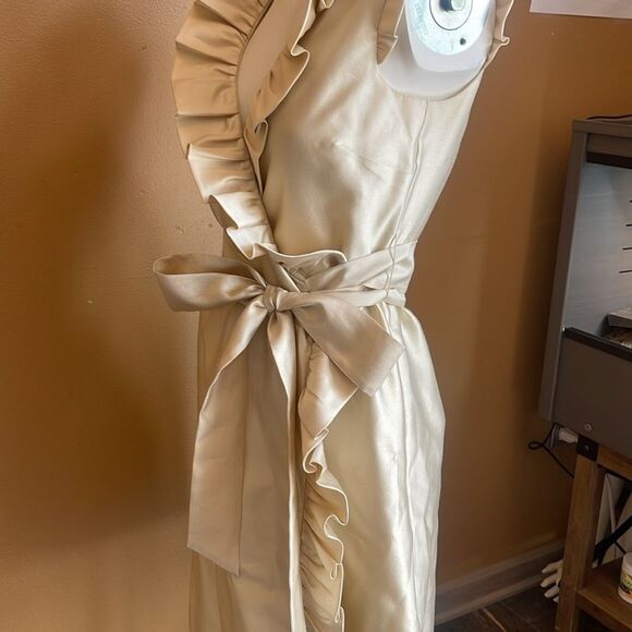 kate spade Wedding Belles Aubrey Wrap Ruffle Silk Dress 4 - Picture 5 of 16